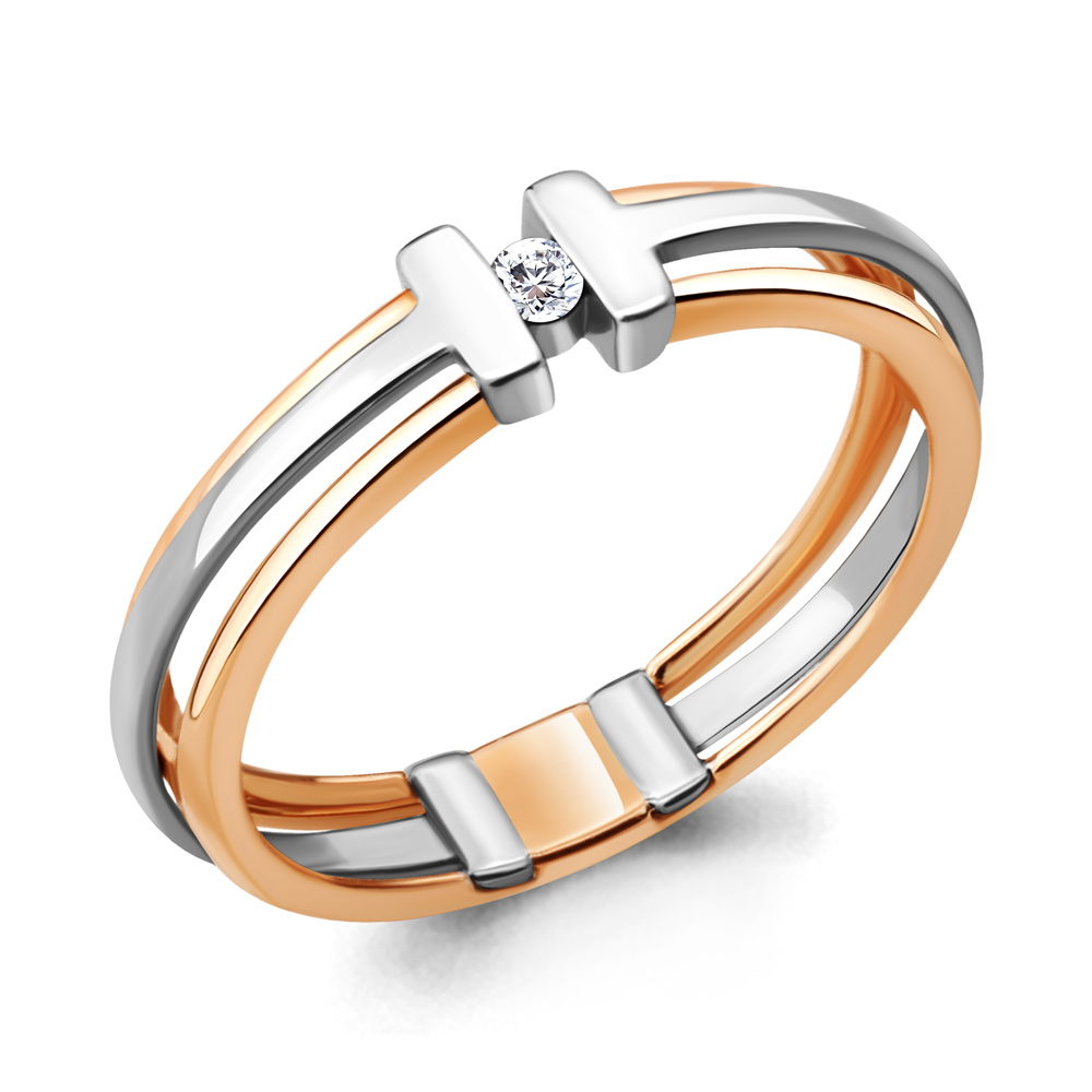 Золотое кольцо AQUAMARINE 963051к с бриллиантом