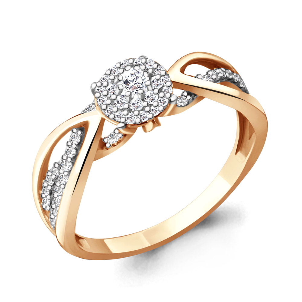 Золотое кольцо AQUAMARINE 963121к с бриллиантом