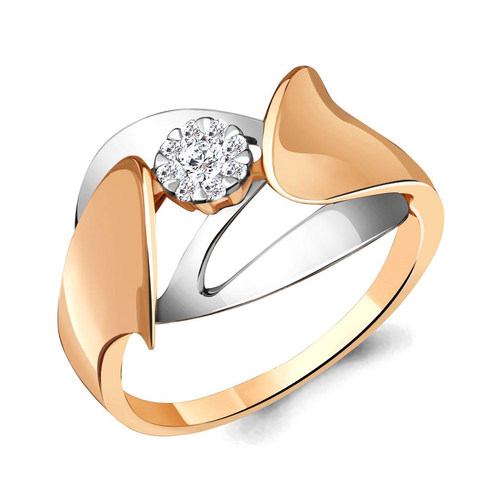 Золотое кольцо AQUAMARINE 963143к с бриллиантом