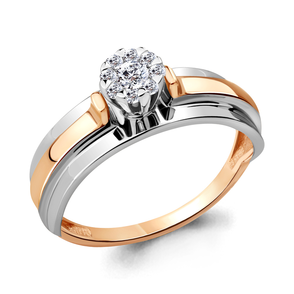 Золотое кольцо AQUAMARINE 963152к с бриллиантом