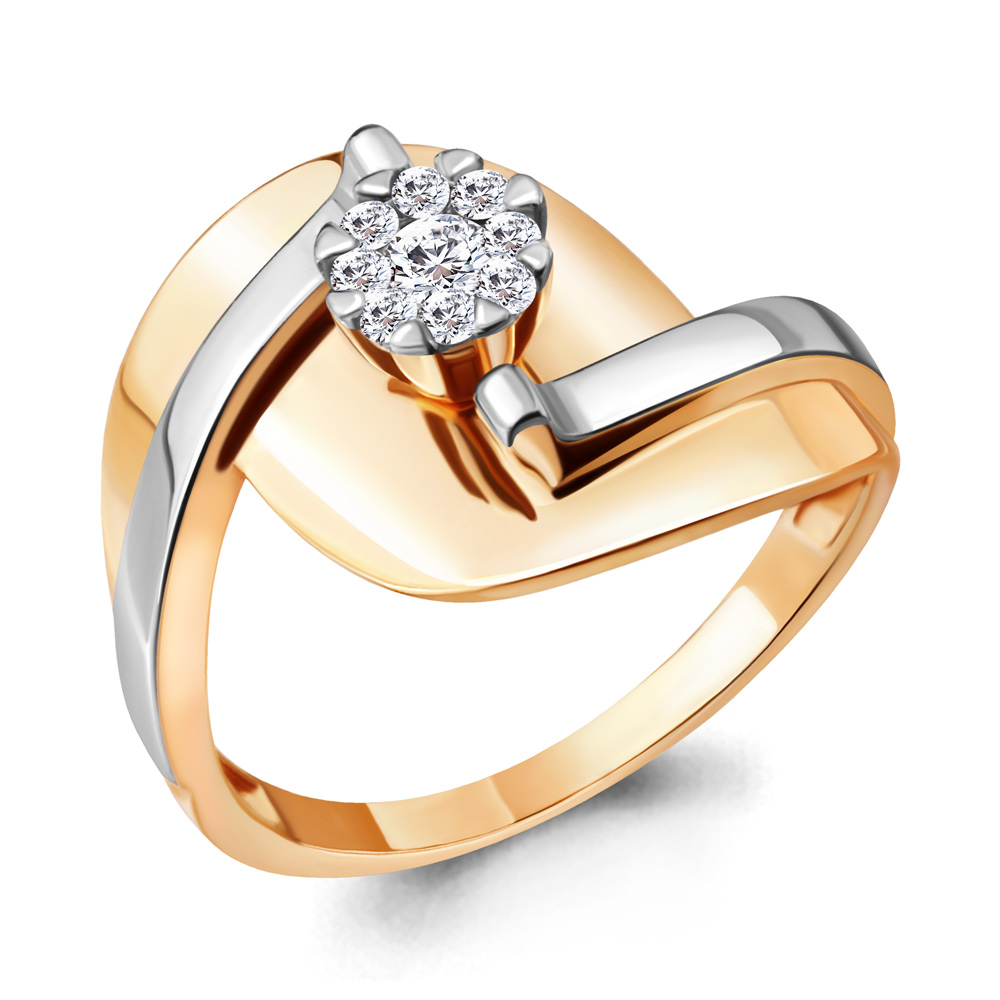 Золотое кольцо AQUAMARINE 963155к с бриллиантом