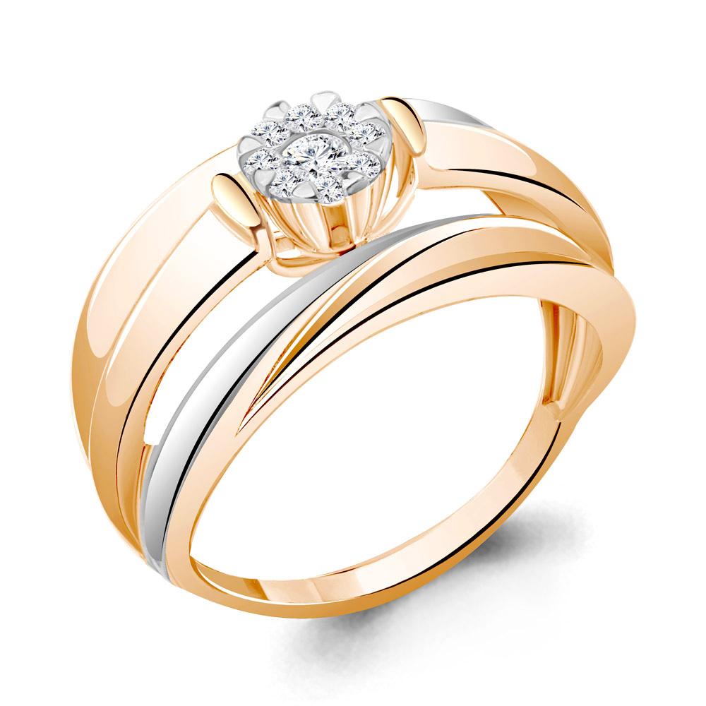 Золотое кольцо AQUAMARINE 963158к с бриллиантом