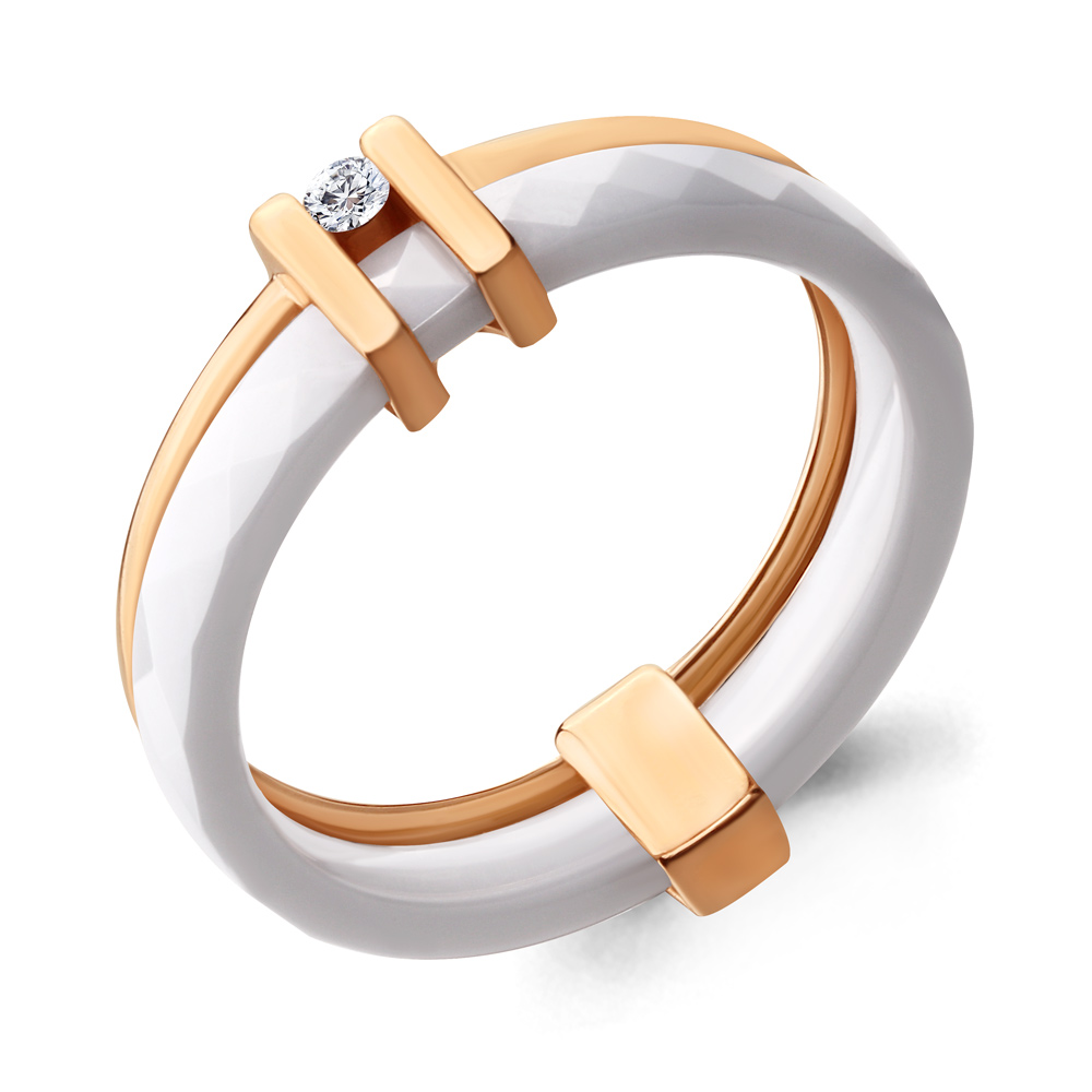Золотое кольцо AQUAMARINE 963361к с бриллиантом