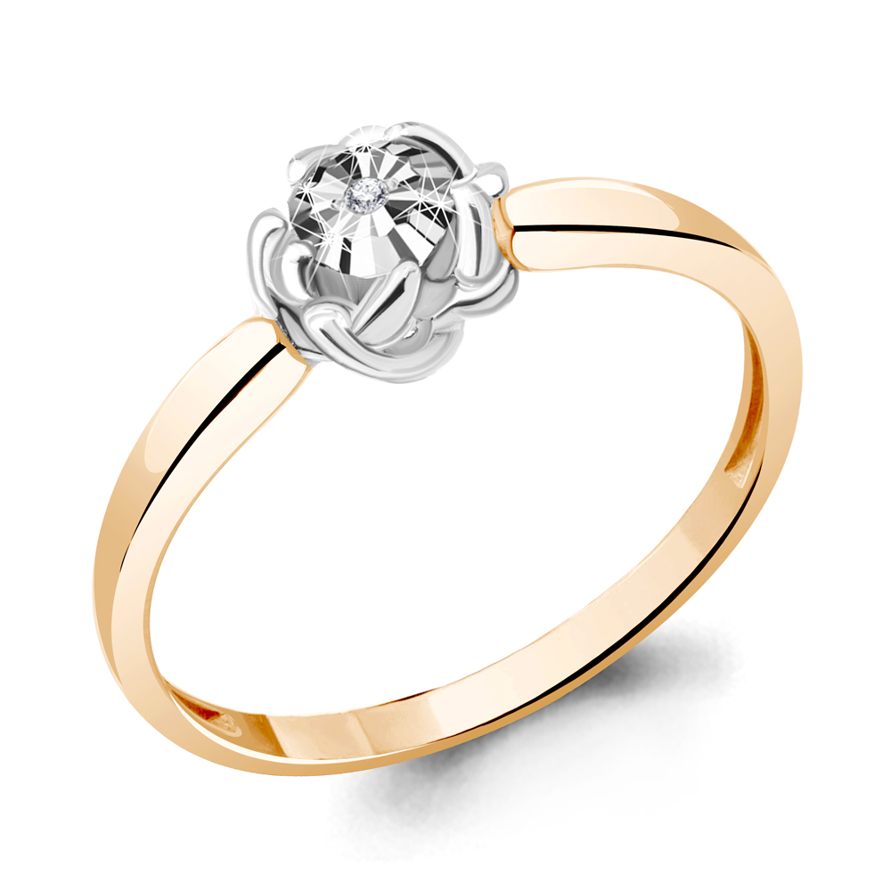 Золотое кольцо AQUAMARINE 963956к с бриллиантом