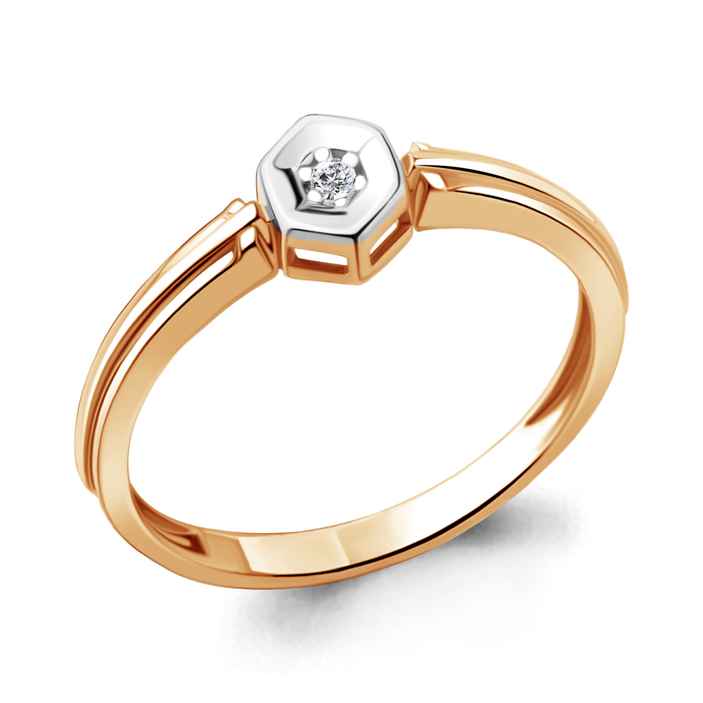 Золотое кольцо AQUAMARINE 963965к с бриллиантом