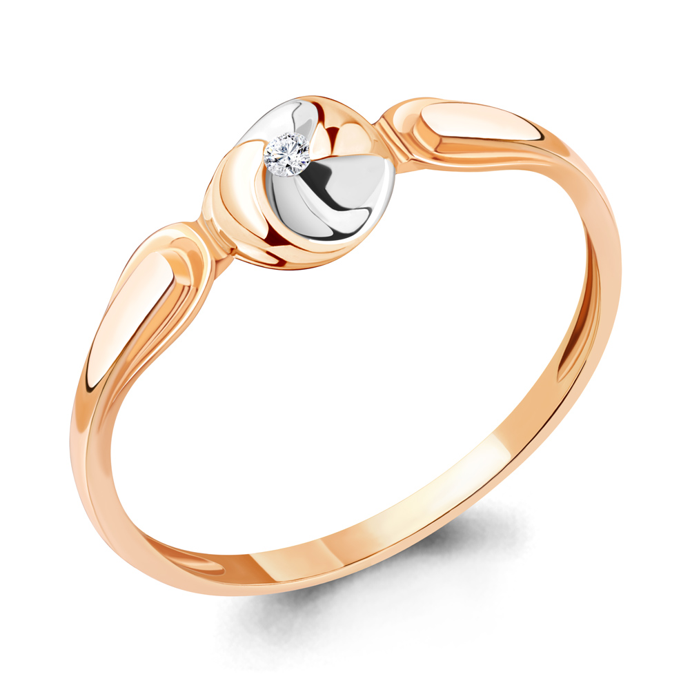 Золотое кольцо AQUAMARINE 963968к с бриллиантом
