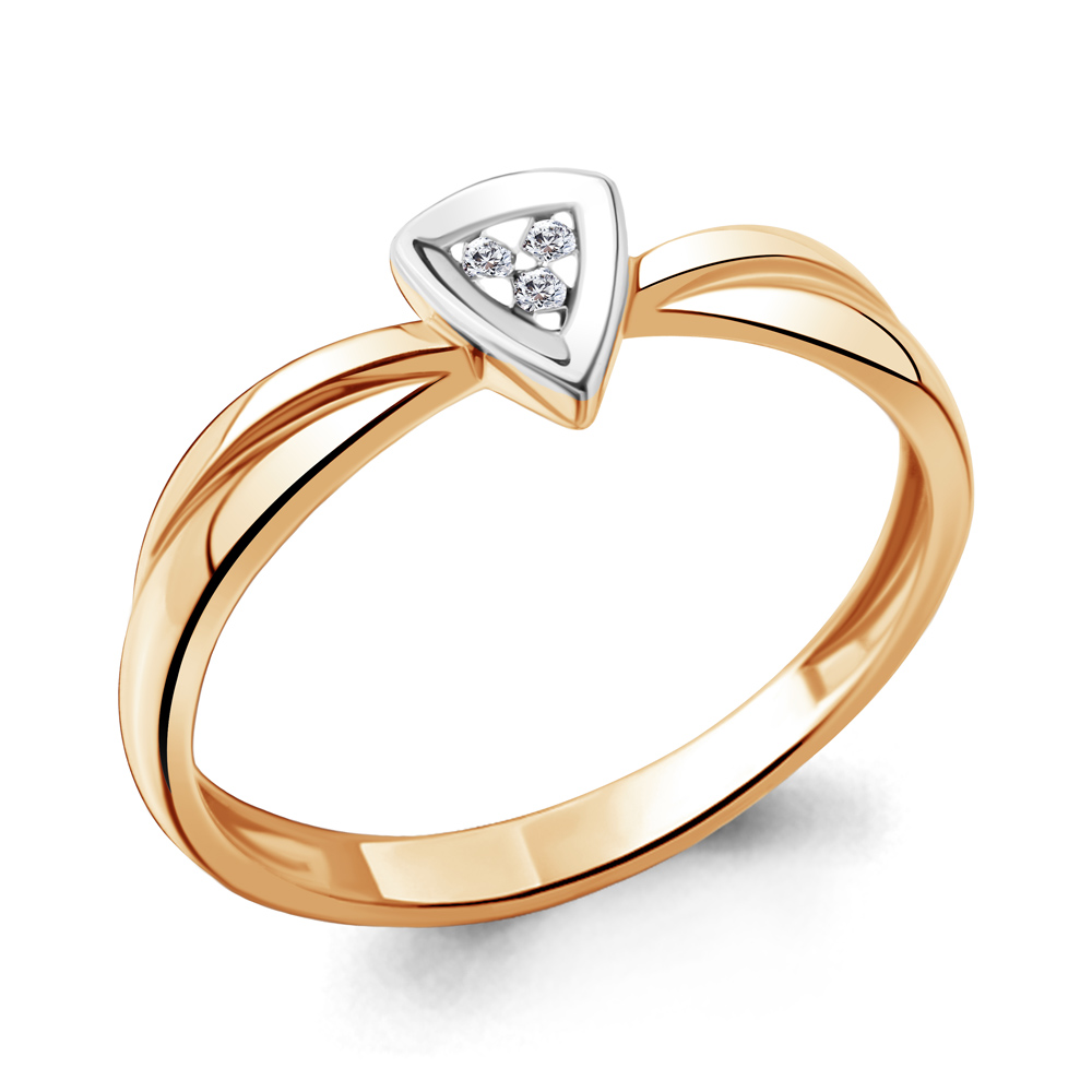 Золотое кольцо AQUAMARINE 963970к с бриллиантом