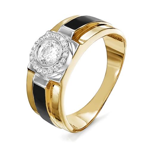 Золотое кольцо КЮЗ Del'ta D040216 с фианитом и эмалью