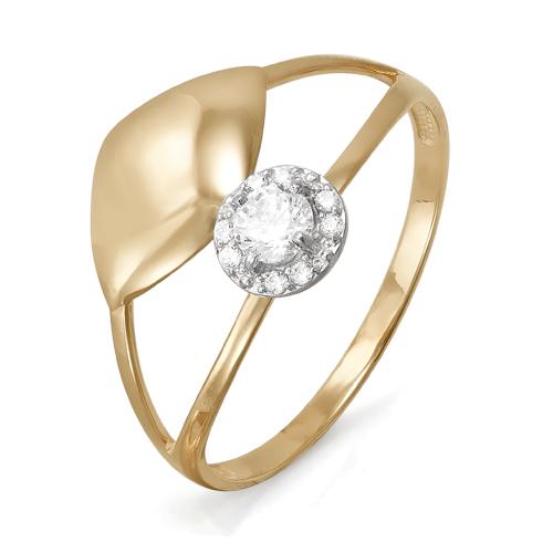 Золотое кольцо КЮЗ Del'ta D113414 с фианитом