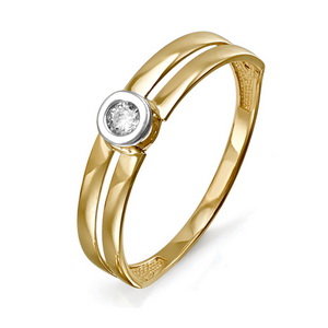 Золотое кольцо КЮЗ Del'ta D114031 с фианитом