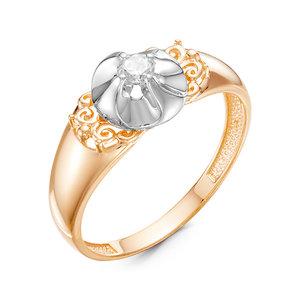 Золотое кольцо КЮЗ Del'ta D116300 с фианитом