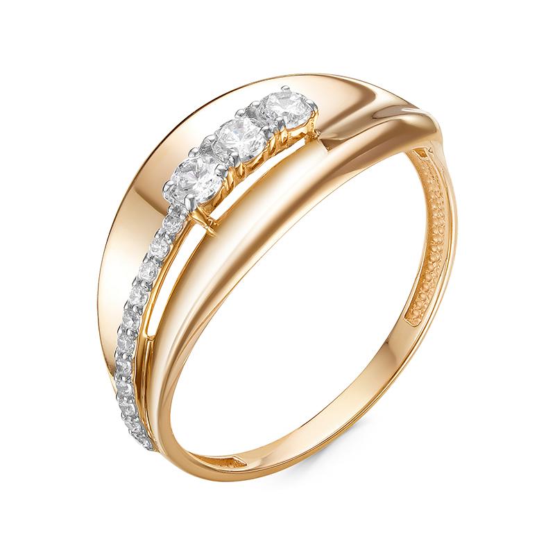Золотое кольцо КЮЗ Del'ta D117733 с фианитом