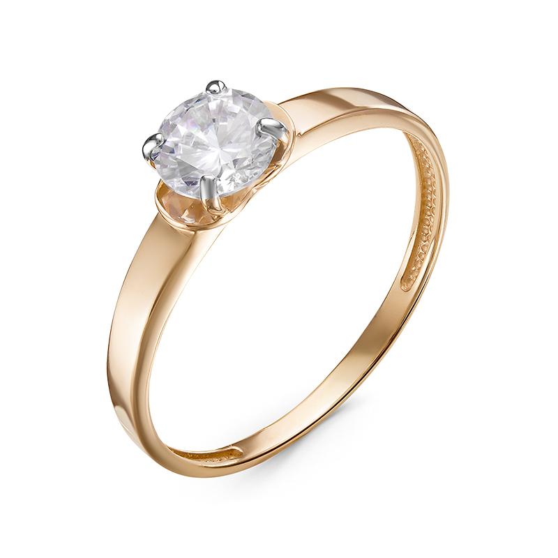 Золотое помолвочное кольцо КЮЗ Del'ta  с фианитом D117910