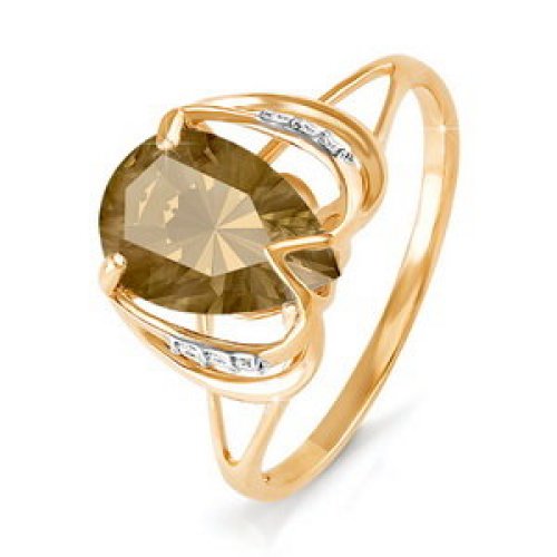 Золотое кольцо КЮЗ Del'ta D310227 с фианитом и раухтопазом