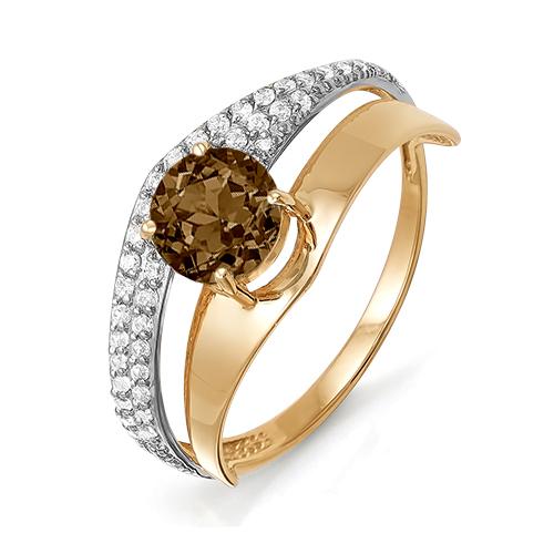 Золотое кольцо КЮЗ Del'ta D311329 с фианитом и раухтопазом