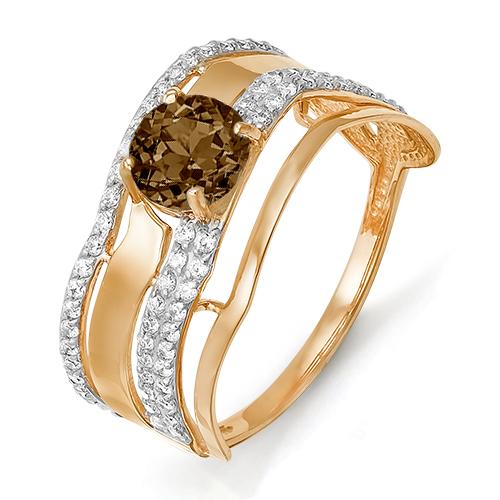 Золотое кольцо КЮЗ Del'ta D311335 с фианитом и раухтопазом