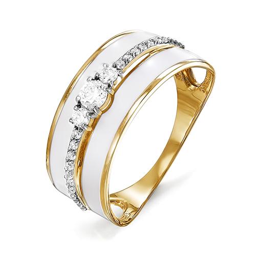 Золотое кольцо КЮЗ Del'ta D910119 с фианитом и эмалью