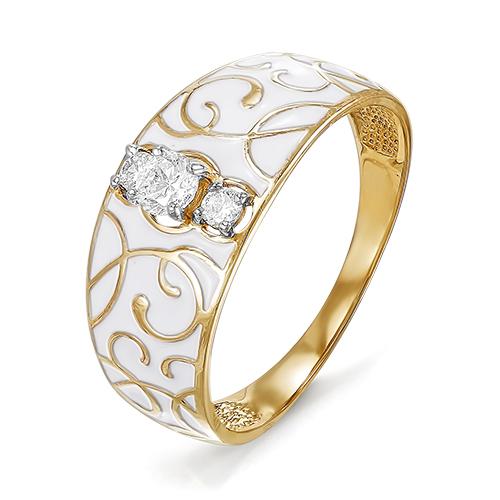 Золотое кольцо КЮЗ Del'ta D910121 с фианитом и эмалью