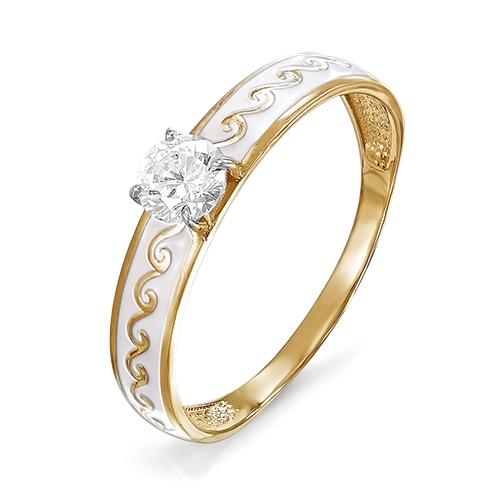 Золотое кольцо КЮЗ Del'ta D910127 с фианитом и эмалью