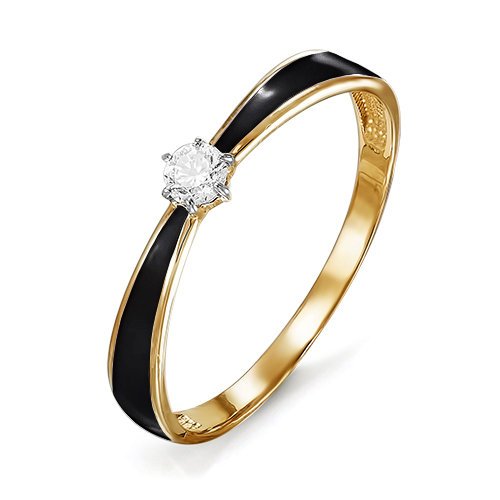 Золотое кольцо КЮЗ Del'ta D910183 с фианитом и эмалью