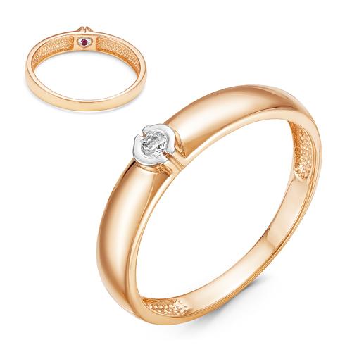 Золотое кольцо КЮЗ Del'ta DБР110988 с бриллиантом и рубином