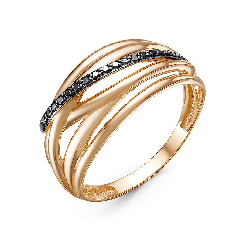 Золотое кольцо КЮЗ Del'ta DБР111282 с чёрным бриллиантом