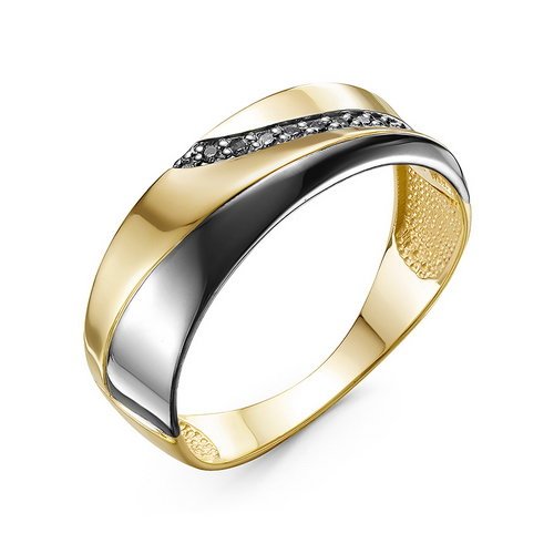 Золотое кольцо КЮЗ Del'ta DБР111327л с чёрным бриллиантом