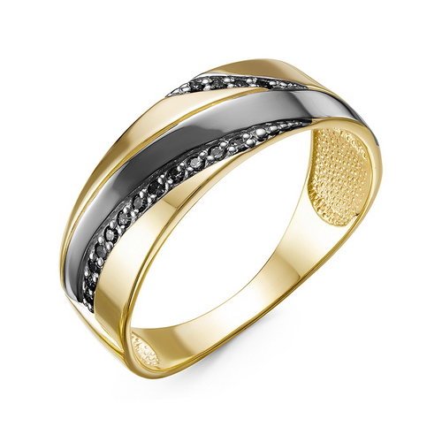 Кольцо из лимонного золота КЮЗ Del'ta DБР111328л с чёрным бриллиантом