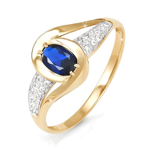 Золотое кольцо КЮЗ Del'ta DБР210034 с бриллиантом и сапфиром