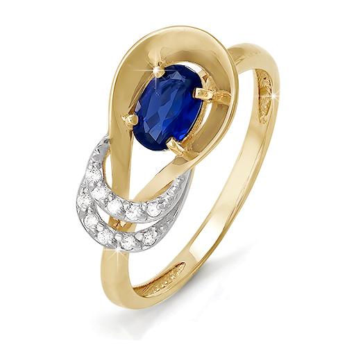 Золотое кольцо КЮЗ Del'ta DБР210069 с бриллиантом и сапфиром