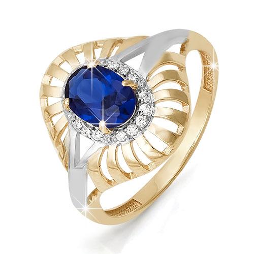 Золотое кольцо КЮЗ Del'ta DБР210120 с бриллиантом и сапфиром