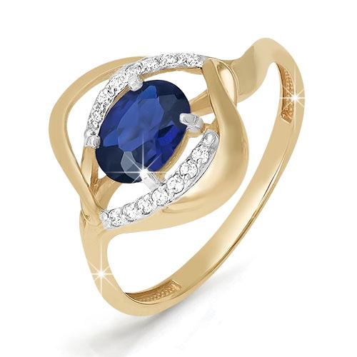 Золотое кольцо КЮЗ Del'ta DБР210124 с бриллиантом и сапфиром