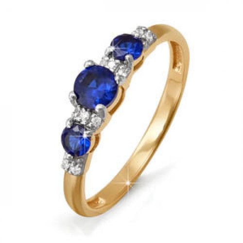 Золотое кольцо КЮЗ Del'ta DБР210250 с бриллиантом и сапфиром