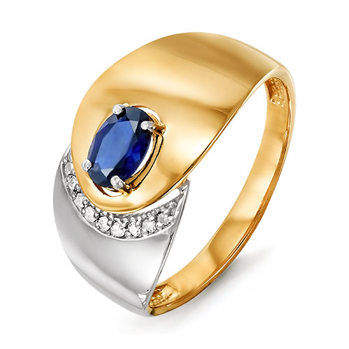 Золотое кольцо КЮЗ Del'ta DБР210426гт с бриллиантом и сапфировым корундом
