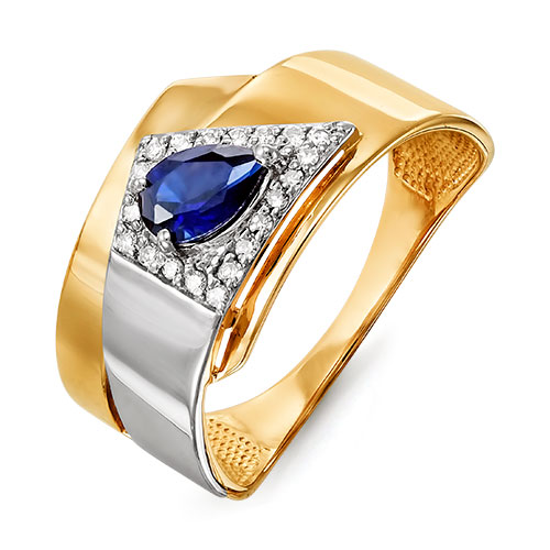 Золотое кольцо КЮЗ Del'ta DБР210440гт с бриллиантом, сапфиром и сапфиромовый корунд