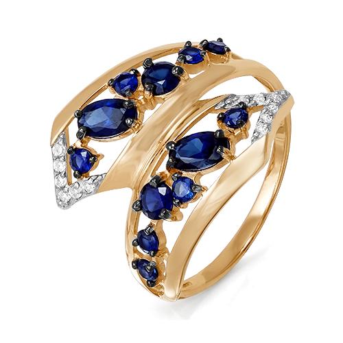 Золотое кольцо КЮЗ Del'ta DБР210515ГТ с бриллиантом и сапфировым корундом