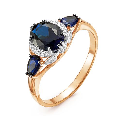 Золотое кольцо КЮЗ Del'ta DБР210761гт с бриллиантом и сапфировым корундом