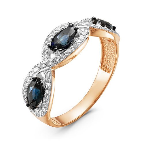 Золотое кольцо КЮЗ Del'ta DБР210777 с бриллиантом и сапфиром