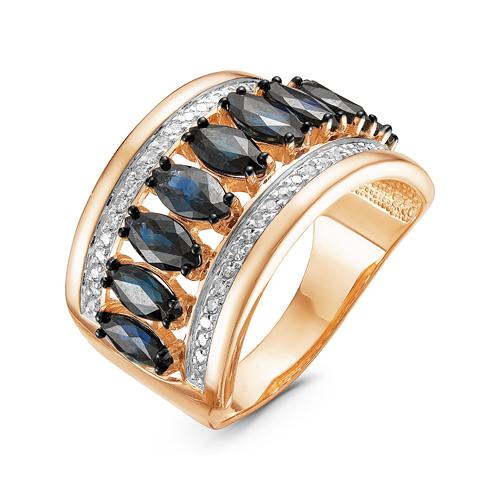 Золотое кольцо КЮЗ Del'ta DБР210778 с бриллиантом и сапфиром