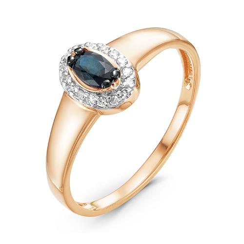 Золотое кольцо КЮЗ Del'ta DБР210954 с бриллиантом и сапфиром
