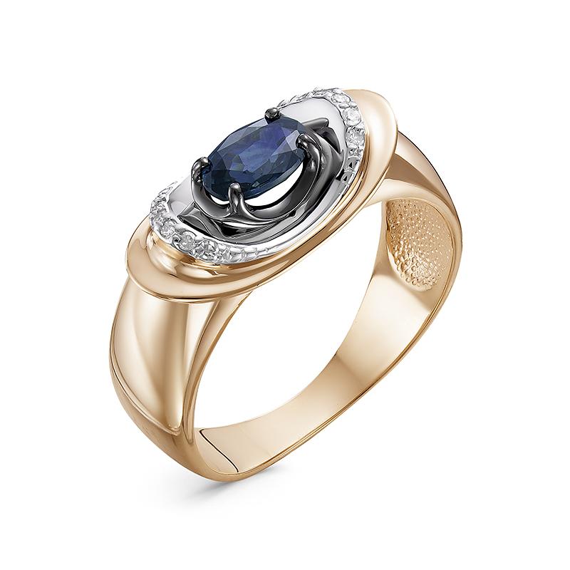 Золотое кольцо КЮЗ Del'ta DБР211466 с бриллиантом и сапфиром