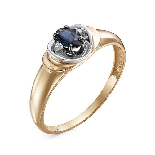 Золотое кольцо КЮЗ Del'ta DБР211472 с бриллиантом и сапфиром
