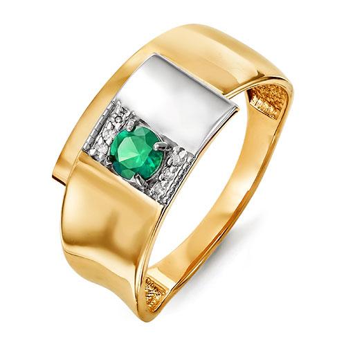Золотое кольцо КЮЗ Del'ta DБР310404гт с бриллиантом и гидротермальным изумрудом