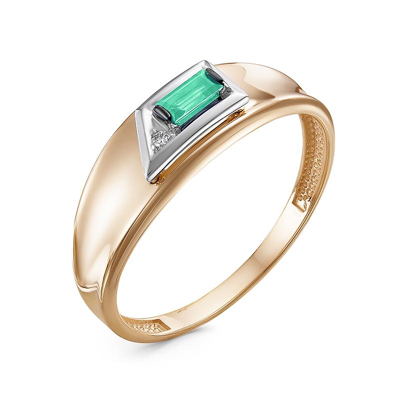 Золотое кольцо КЮЗ Del'ta DБР311481гт с бриллиантом и гидротермальным изумрудом