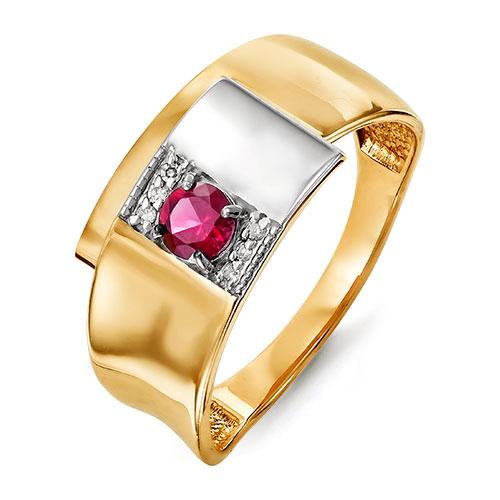 Золотое кольцо КЮЗ Del'ta DБР410404гт с бриллиантом и рубином