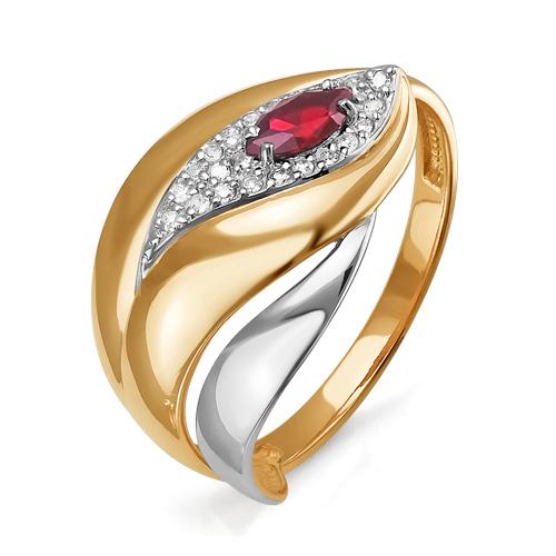 Золотое кольцо КЮЗ Del'ta DБР410408гт с бриллиантом и рубином