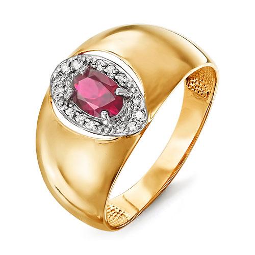 Золотое кольцо КЮЗ Del'ta DБР410418гт с бриллиантом и рубиновым корундом