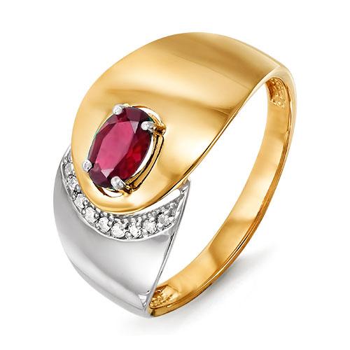 Золотое кольцо КЮЗ Del'ta DБР410426гт с бриллиантом и рубином