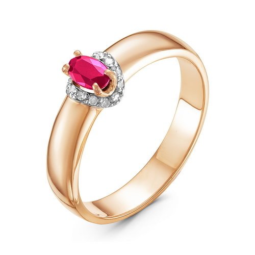 Золотое кольцо КЮЗ Del'ta DБР410709 с бриллиантом и рубином