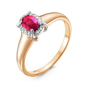 Золотое кольцо КЮЗ Del'ta DБР410725 с бриллиантом и рубином
